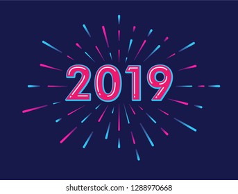 Fireworks background with new year bold display font characters