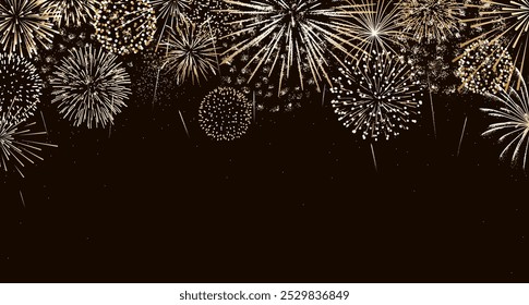 Fireworks background, New Year gold vector background