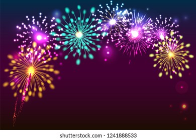 fireworks background with space for text. illustration vector.