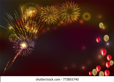 fireworks background with space for text. illustration vector.