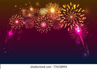 fireworks background with space for text. illustration vector.