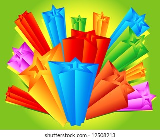 Fireworks background, star, salute, beautiful vector illustration.