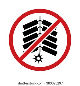 Fireworks ban / no firecrackers allowed sign flat vector sign or icon