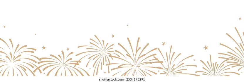 Fireworks banner, celebration border, New Year background