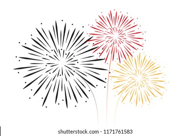 Fireworks Black Red Gold Colors Vector Illustration EPS10