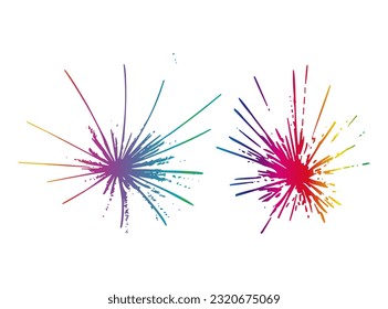 Fireworks black red gold colors vector illustration on white background.