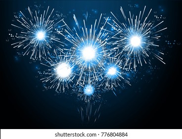 
Fireworks blue - background Vector illustration.