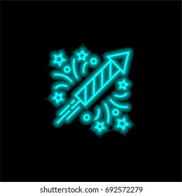 Fireworks blue glowing neon ui ux icon. Glowing sign logo vector