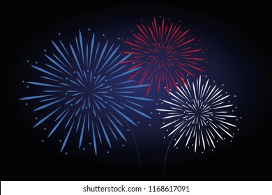 fireworks blue red white colors vector illustration EPS10