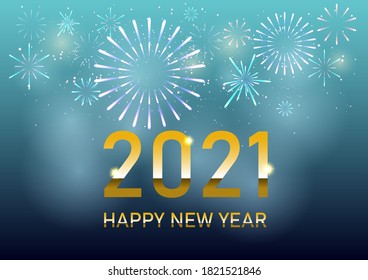 Fireworks and bokeh on New Year's Day and copy space. Holiday Abstract Background Made From Vector