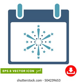 Fireworks Boom Calendar Day icon. Vector EPS illustration style is flat iconic bicolor symbol, cyan and blue colors.