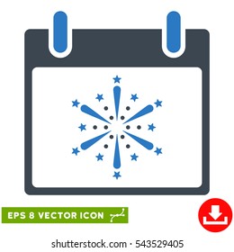 Fireworks Boom Calendar Day icon. Vector EPS illustration style is flat iconic bicolor symbol, smooth blue colors.