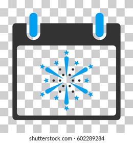 Fireworks Boom Calendar Day icon. Vector illustration style is flat iconic bicolor symbol, blue and gray colors, transparent background. Designed for web and software interfaces.