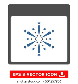 Fireworks Boom Calendar Page icon. Vector EPS illustration style is flat iconic bicolor symbol, cobalt and gray colors.