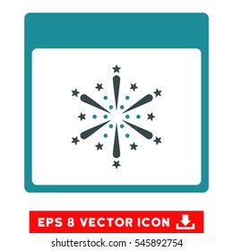 Fireworks Boom Calendar Page icon. Vector EPS illustration style is flat iconic bicolor symbol, soft blue colors.