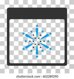 Fireworks Boom Calendar Page icon. Vector illustration style is flat iconic bicolor symbol, blue and gray colors, transparent background. Designed for web and software interfaces.