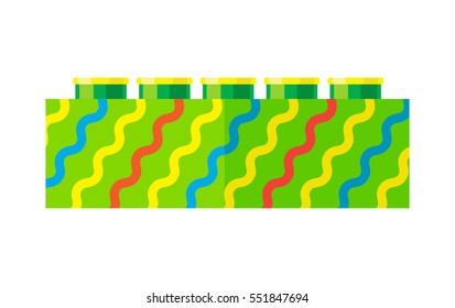 Fireworks box isolated vector illustration. Green pyrotechnic devices for festivals with colorful waves. Salute elements for celebration of any occasions. Used for aesthetic and entertainment purposes