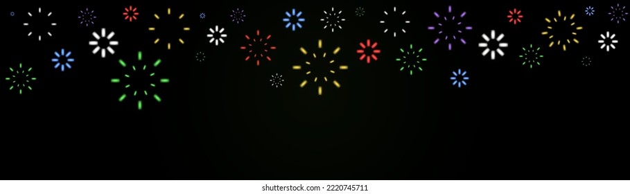 Fireworks. Bright colorful fireworks at dusk. Sparkling firework festive, holiday carnival firecracker explosion bang and abstract burst in night sky for congratulation card design.