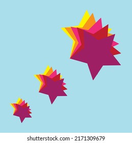fireworks of bright multicolored stars on a blue background, template for postcards, wrappers, holiday banner, sale