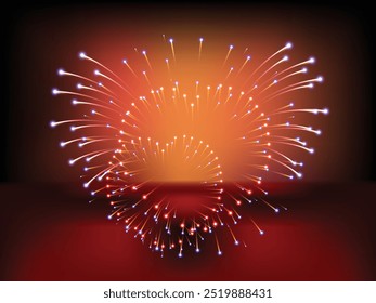 fuegos artificiales con chispas brillantes. Espectáculo de pirotecnia colorida. Fiesta realista de fuegos artificiales Ilustración vectorial aislada