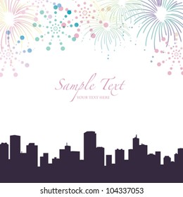 fireworks with buildings background