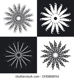Fireworks burst brushes drawn button, vector  background set