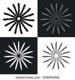conjunto de elementos de diseño vectorial de fuegos artificiales de rayos de pincel