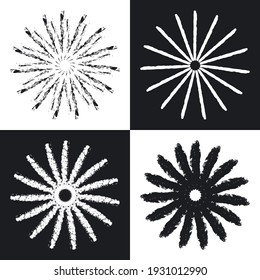 Fireworks burst brushes drawn button, vector  background set