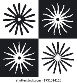 conjunto de elementos de diseño vectorial de fuegos artificiales de rayos de pincel