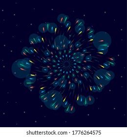 Fireworks burst explosion in the night sky vector illustration design
