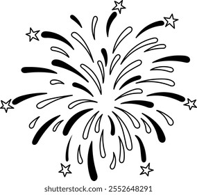 Fireworks bursting with stars, perfect for festive decorations