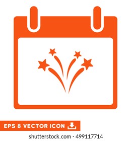 Fireworks Calendar Day icon. Vector EPS illustration style is flat iconic symbol, orange color.