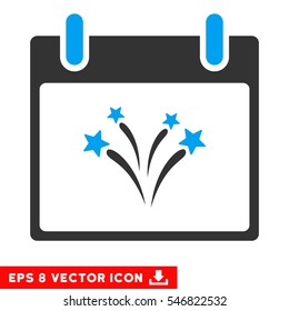 Fireworks Calendar Day icon. Vector EPS illustration style is flat iconic bicolor symbol, blue and gray colors.