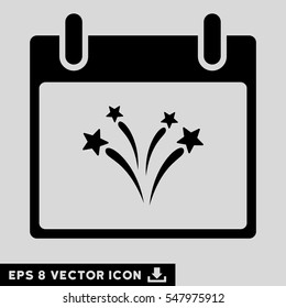 Fireworks Calendar Day icon. Vector EPS illustration style is flat iconic symbol, black color.