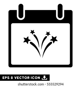 Fireworks Calendar Day icon. Vector EPS illustration style is flat iconic symbol, black color.