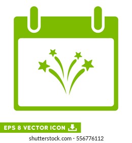 Fireworks Calendar Day icon. Vector EPS illustration style is flat iconic symbol, eco green color.