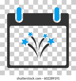 Fireworks Calendar Day icon. Vector illustration style is flat iconic bicolor symbol, blue and gray colors, transparent background. Designed for web and software interfaces.