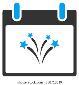 Fireworks Calendar Day vector toolbar icon. Style is bicolor flat icon symbol, blue and gray colors, white background.