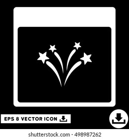 Fireworks Calendar Page icon. Vector EPS illustration style is flat iconic symbol, white color.