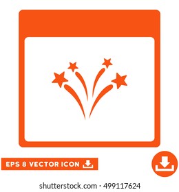 Fireworks Calendar Page icon. Vector EPS illustration style is flat iconic symbol, orange color.