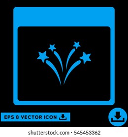 Fireworks Calendar Page icon. Vector EPS illustration style is flat iconic symbol, blue color.