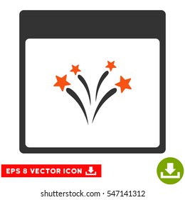 Fireworks Calendar Page icon. Vector EPS illustration style is flat iconic bicolor symbol, orange and gray colors.