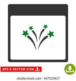Fireworks Calendar Page icon. Vector EPS illustration style is flat iconic bicolor symbol, green and gray colors.