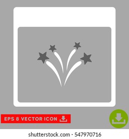 Fireworks Calendar Page icon. Vector EPS illustration style is flat iconic bicolor symbol, dark gray and white colors.