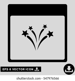 Fireworks Calendar Page icon. Vector EPS illustration style is flat iconic symbol, black color.