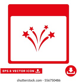 Fireworks Calendar Page icon. Vector EPS illustration style is flat iconic symbol, red color.