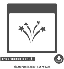 Fireworks Calendar Page icon. Vector EPS illustration style is flat iconic symbol, gray color.