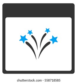 Fireworks Calendar Page vector toolbar icon. Style is bicolor flat icon symbol, blue and gray colors, white background.
