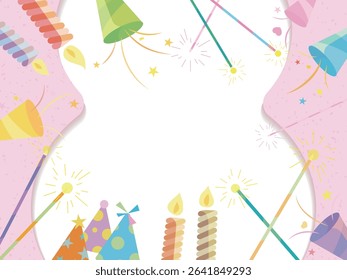 Fireworks and candle for celebrate frame shows the Happy atmosphere vector illustration graphic EPS 10