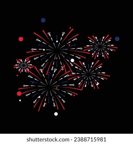 Fireworks celebrate holidays in Australia. Happy Australian day. Fireworks in the night sky. Vector template for banner, typography poster, greeting card, flyer, t shirt, postcard, etc.